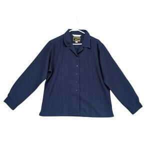 Vtg Rivers End Trading Co Women's XL Navy Button Front Shirt Blouse Minimalist